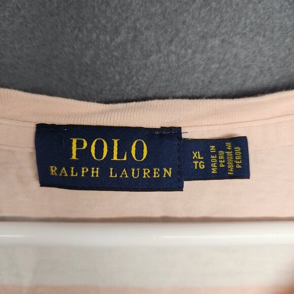 Polo Ralph Lauren Top Women XL Pink Stripe Short Sleeve V Neck Casual Preppy - Picture 8 of 10
